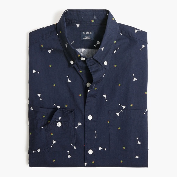 New JCREW Mens Size XL Classic Flex Casual Shirt Navy Multi $89 BT132 - Picture 1 of 5